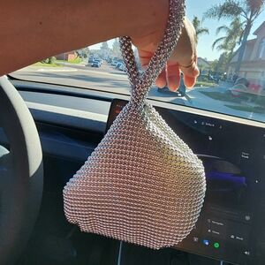 Jessica McClintock Silver Beaded Wristlet